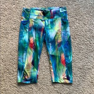 Athleta Running Leggings Blue Green Pink